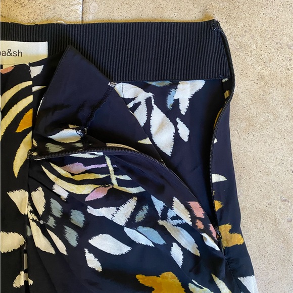 ba&sh Christo Printed Midi Skirt in Black with Multi color floral pattern small - Picture 8 of 9